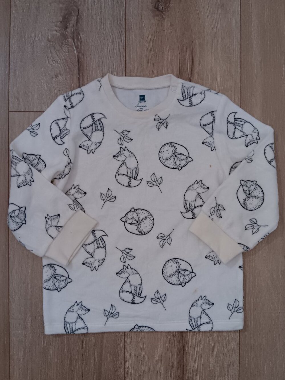 🔥4 for $20🔥HEMA Kids Fox Print Sweatshirt Cream Toddler Pullover Size 98/104